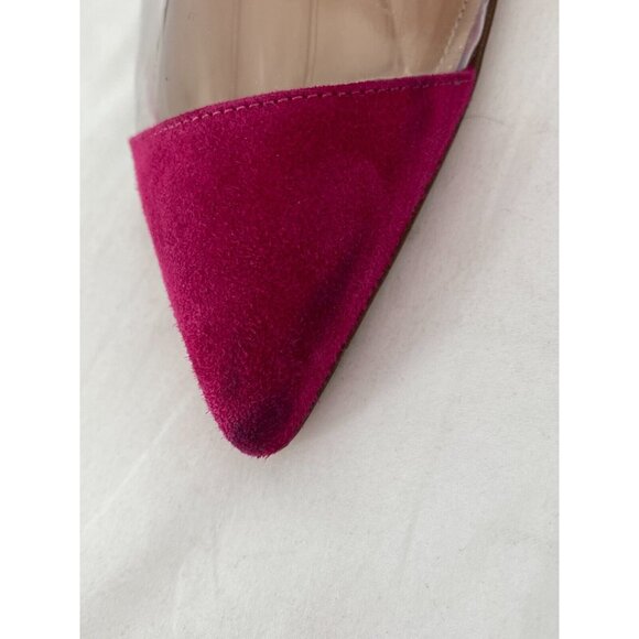 AQUAZZURA Pink Suede Nude Clear PVC Heels Ankle Wrap Shoes Pumps Heels Sz 38.5 - Picture 6 of 16